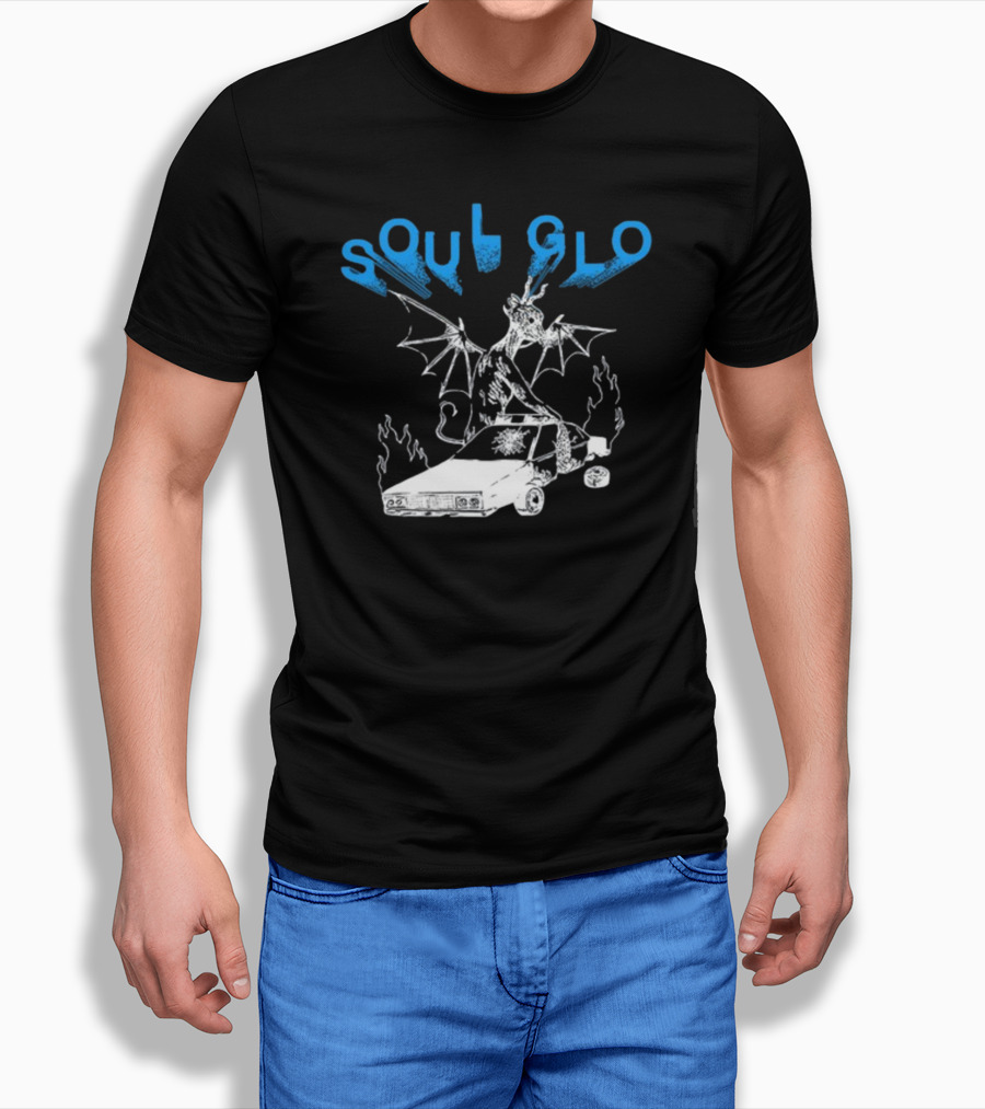 Soul Glo Dragon With Crashed Car And Flames T-Shirt