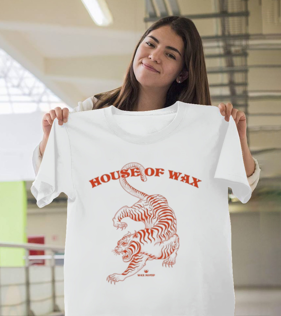 House Of Wax Tiger Wax Motif Striped Roaring Tiger T-Shirt