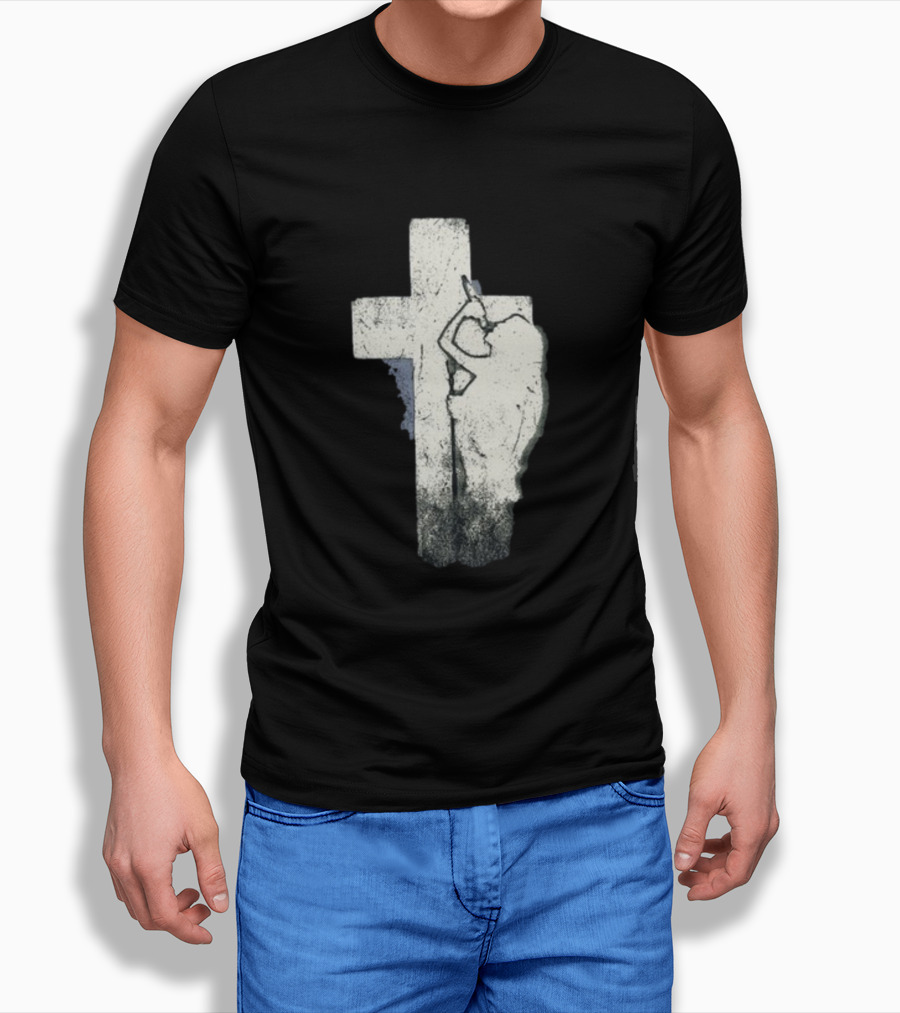 NessaBarrett Crucifix Distressed Standing Figure T-Shirt