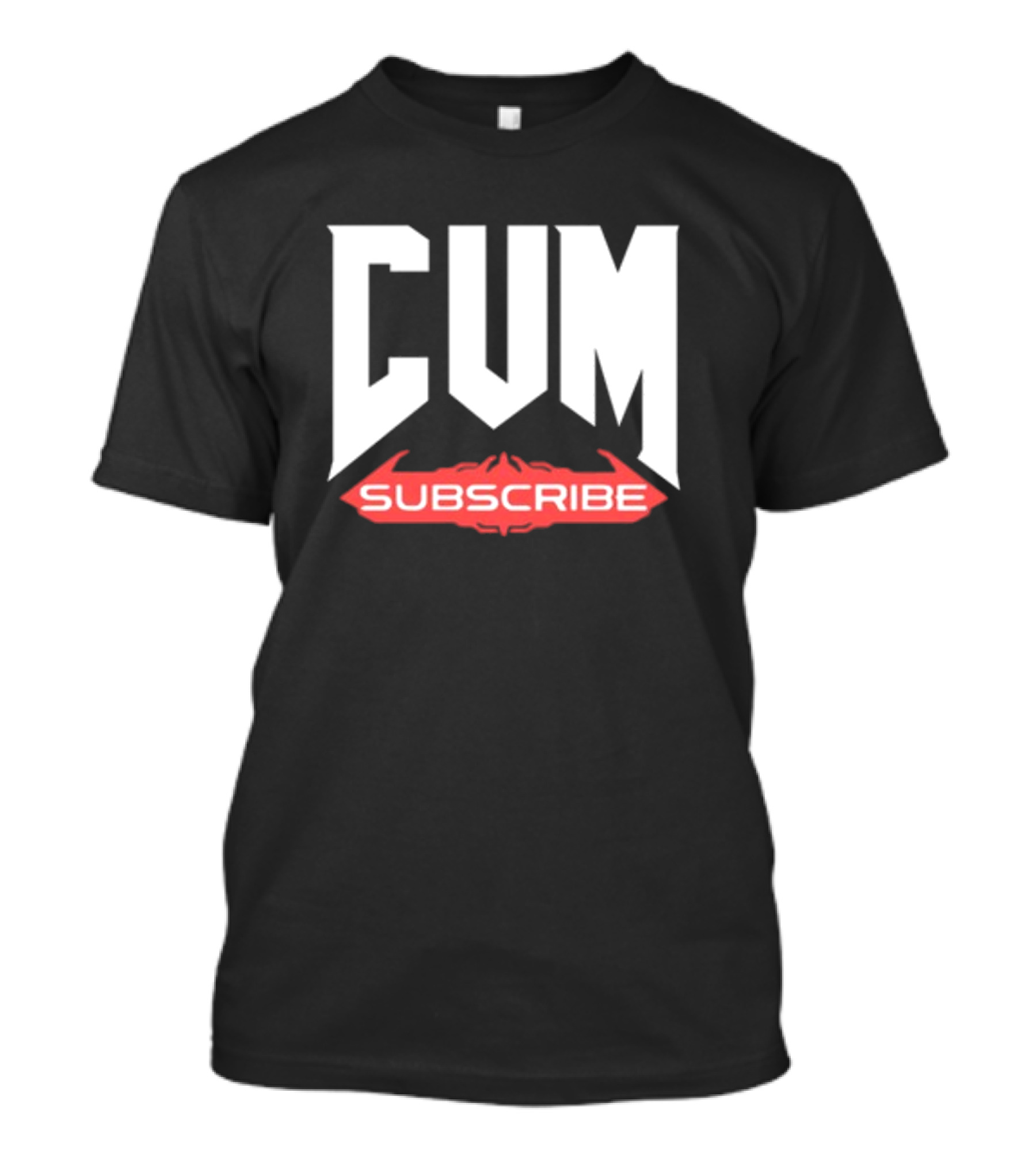 CUM Subscribe Doom Inspired Logo Gaming Meme T-Shirt