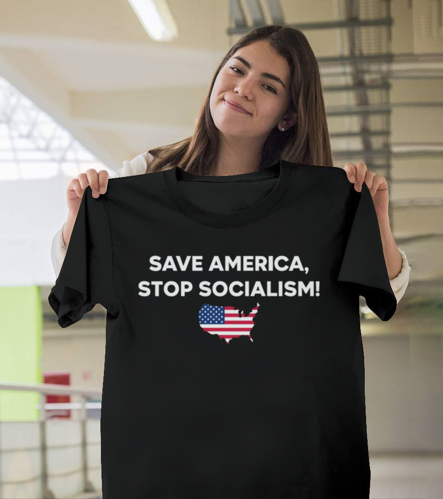 Marjorie Taylor Greene Save America Stop Socialism USA Flag Map T-Shirt