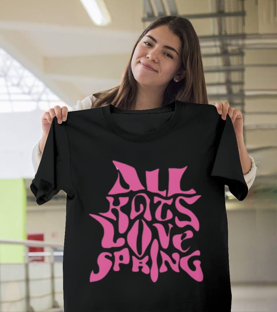 Madkat Mr. Kat All Kats Love Spring Groovy Pink Phrase T-Shirt