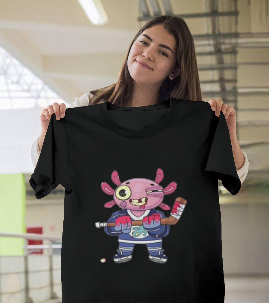 Axolotl Hockey Player With Stick And Puck T-Shirt