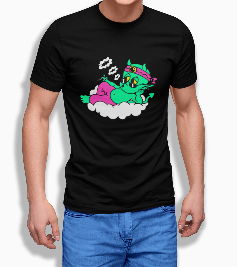 Supermega Funny Brothers Devils Lettuce Smoking Cartoon Demon Cloud T-Shirt