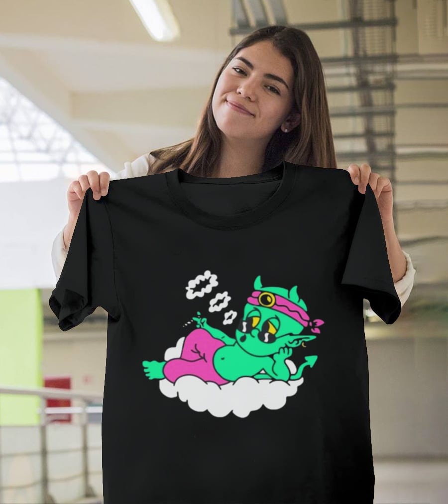 Supermega Funny Brothers Devils Lettuce Smoking Cartoon Demon Cloud T-Shirt