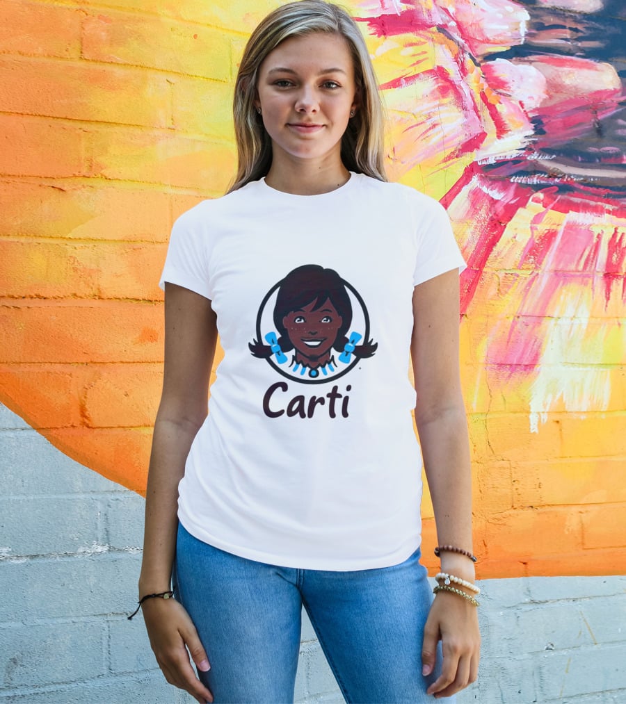 Wendy's Carti Dark Hair Blue Bow Circular T-Shirt