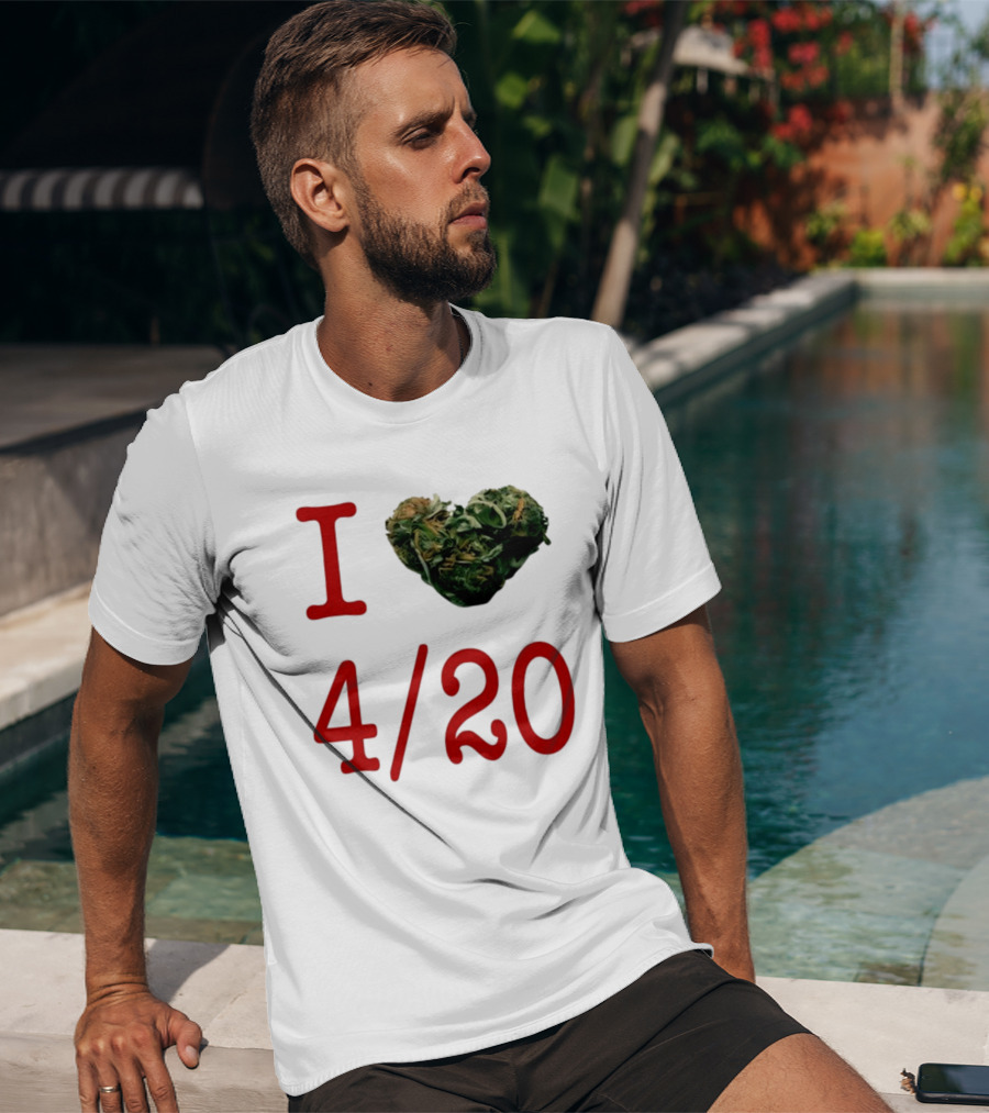 I Love 420 Day Heart Made Of Cannabis T-Shirt