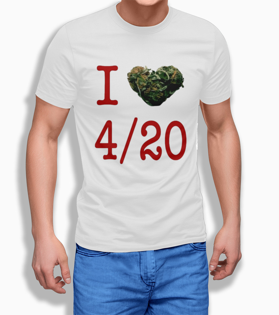 I Love 420 Day Heart Made Of Cannabis T-Shirt