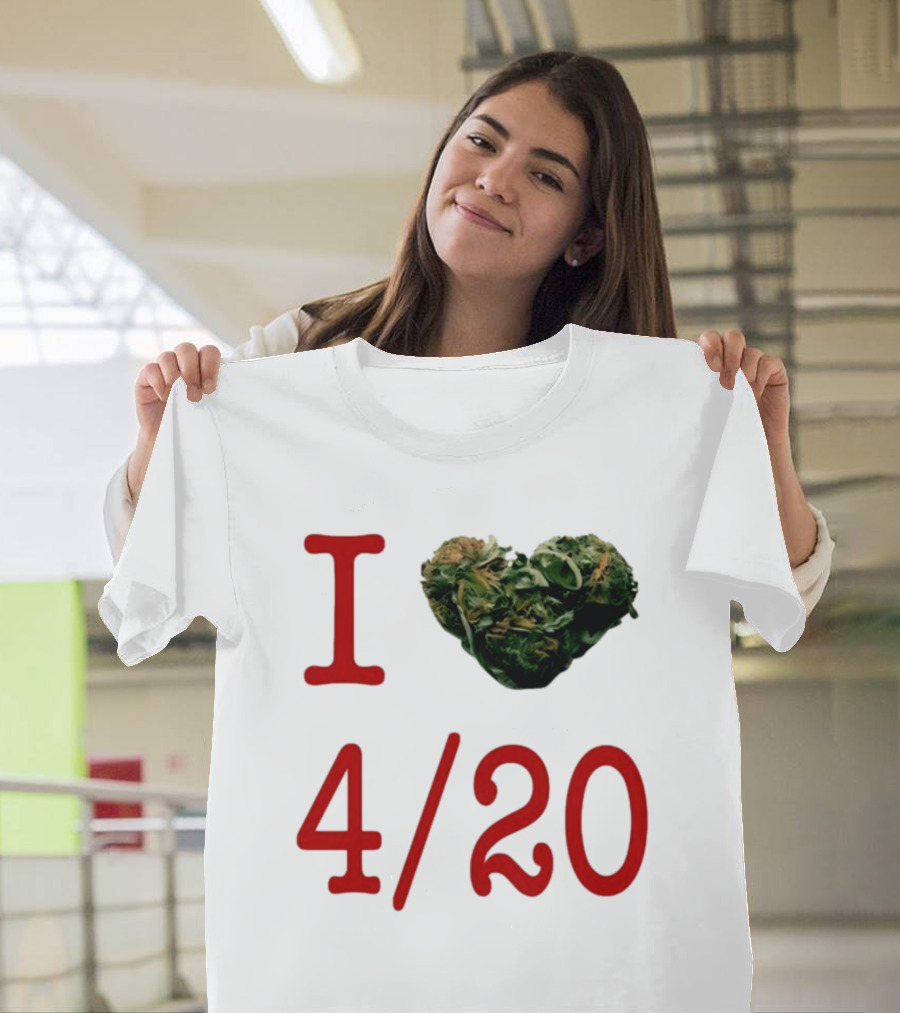 I Love 420 Day Heart Made Of Cannabis T-Shirt