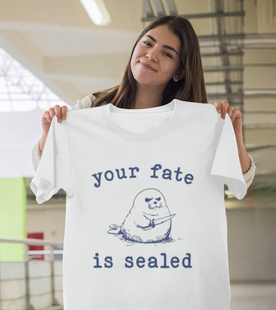 Slippywild Your Fate Is Sealed Angry Seal With Knife T-Shirt