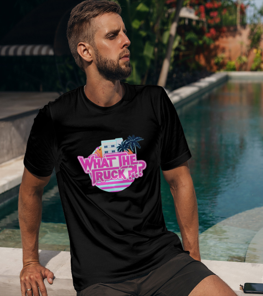 What The Truck Miami Florida Flamingo Palm Trees And Art Deco Building T-Shirt