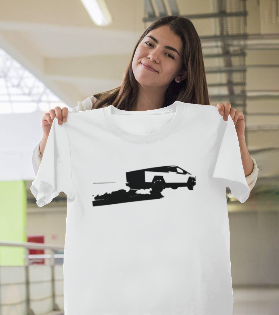 Cybertruck Foundation Monochrome Outline Futuristic Vehicle T-Shirt