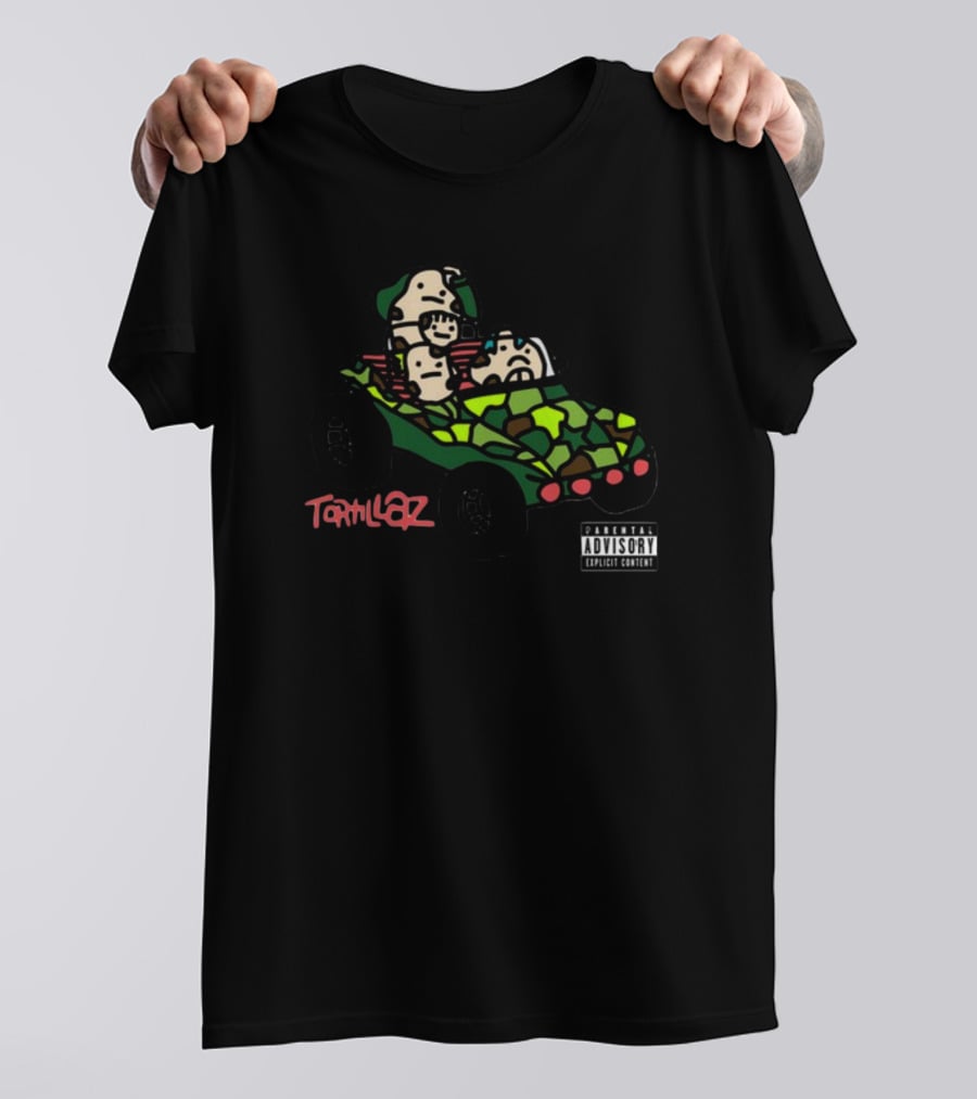 Tortillaz Wrap Music Parody With Cartoon Characters In Camouflage Vehicle T-Shirt