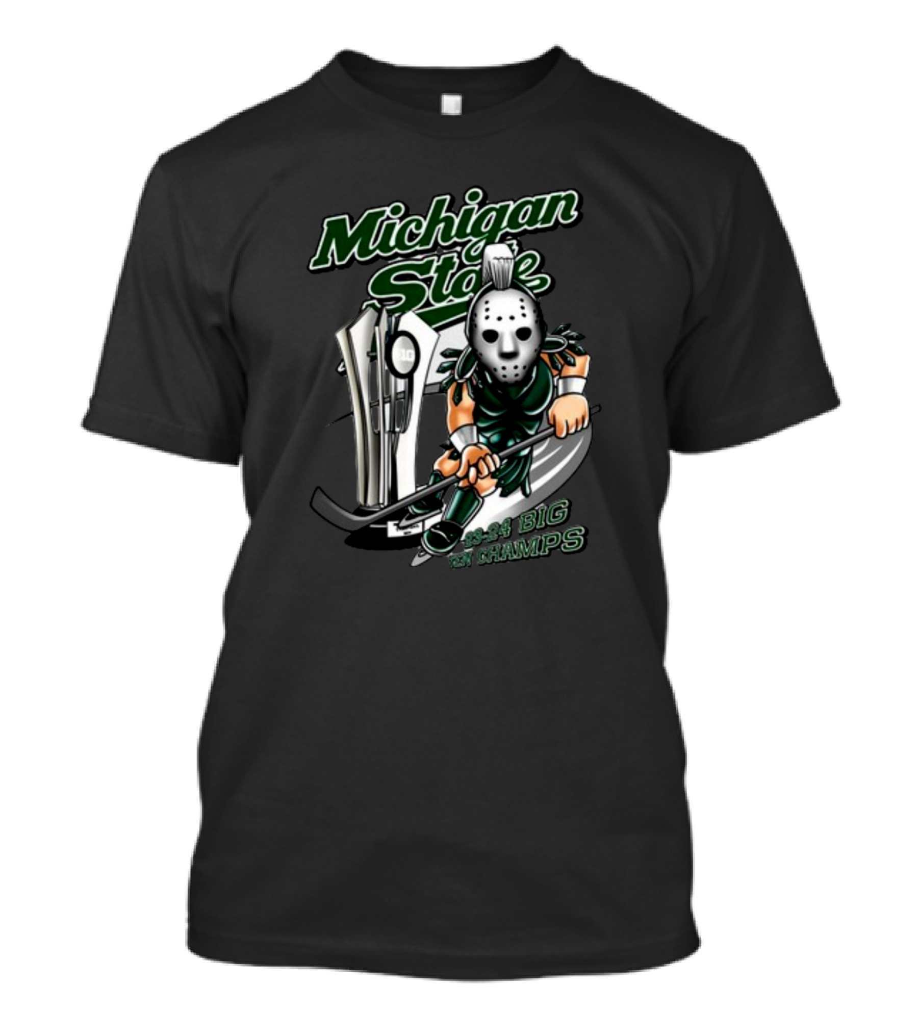 Michigan State 23-24 Big Ten Champs Hockey Mask Trophy T-Shirt