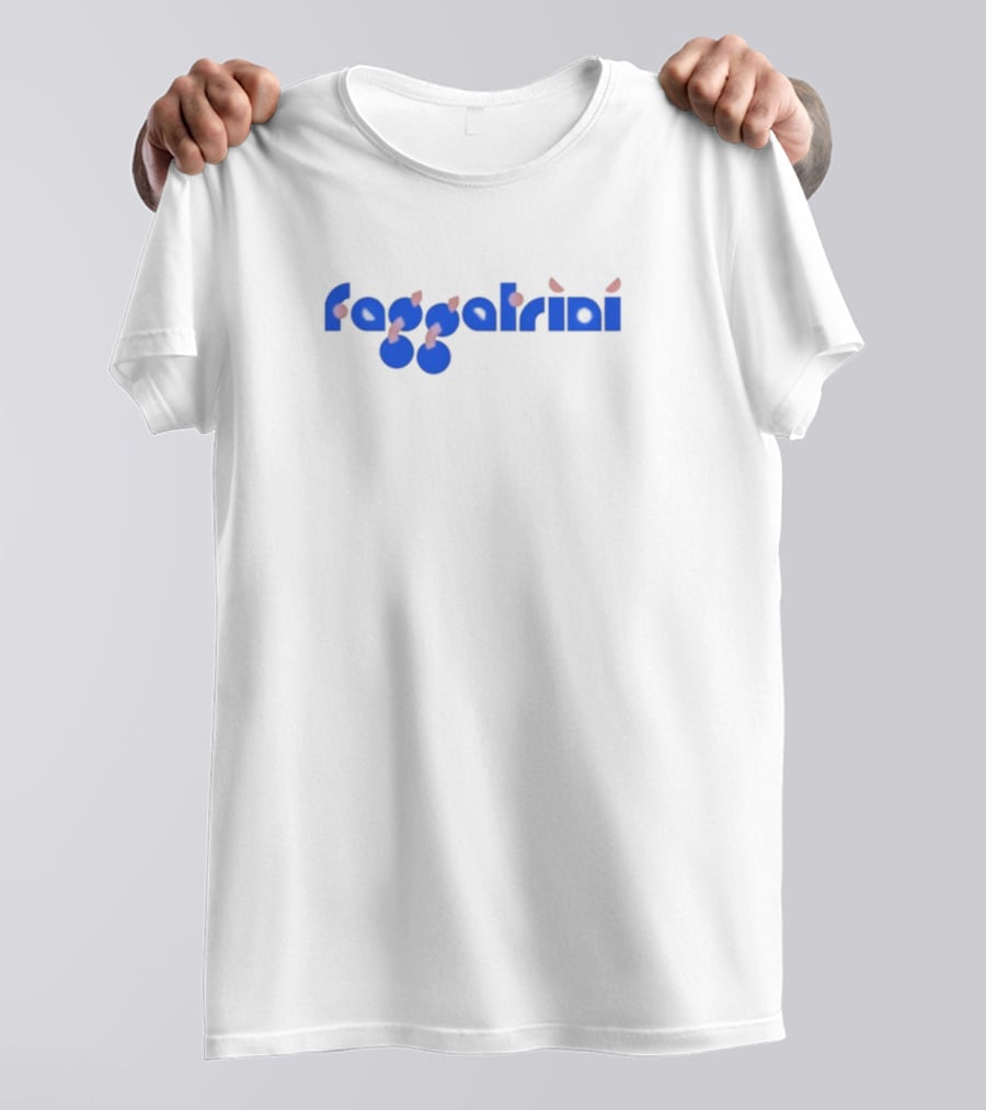 Faggatrini Cherry-Inspired Text With Blue And Red Accents T-Shirt
