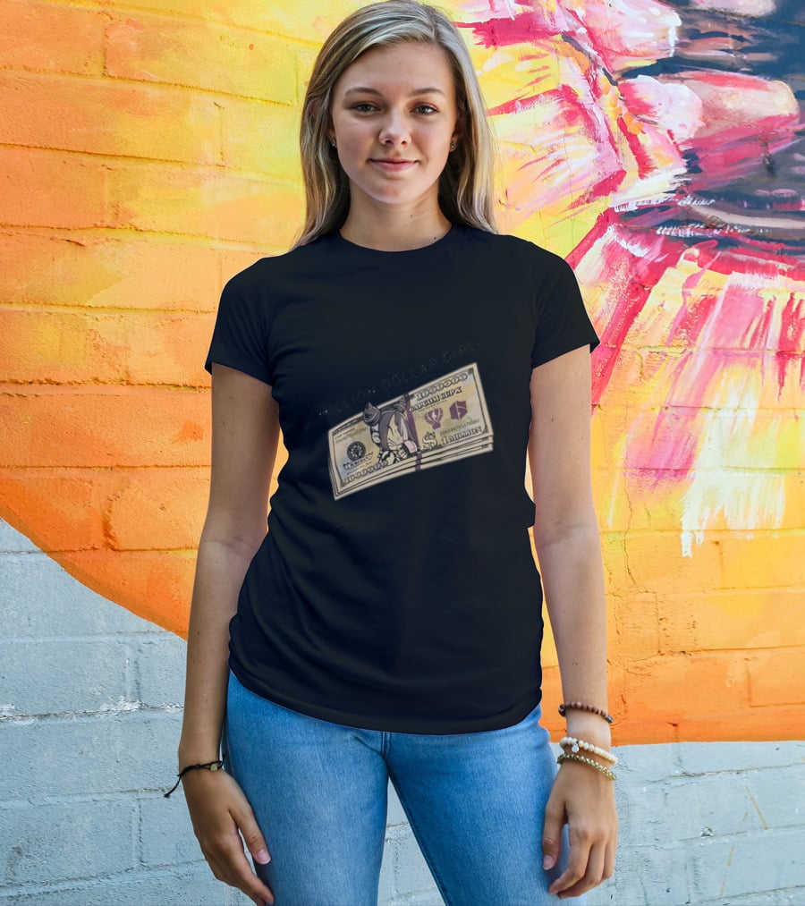 Million Dollar Girl Cartoon Stack Of Cash Capitalism Vulture Currency T-Shirt