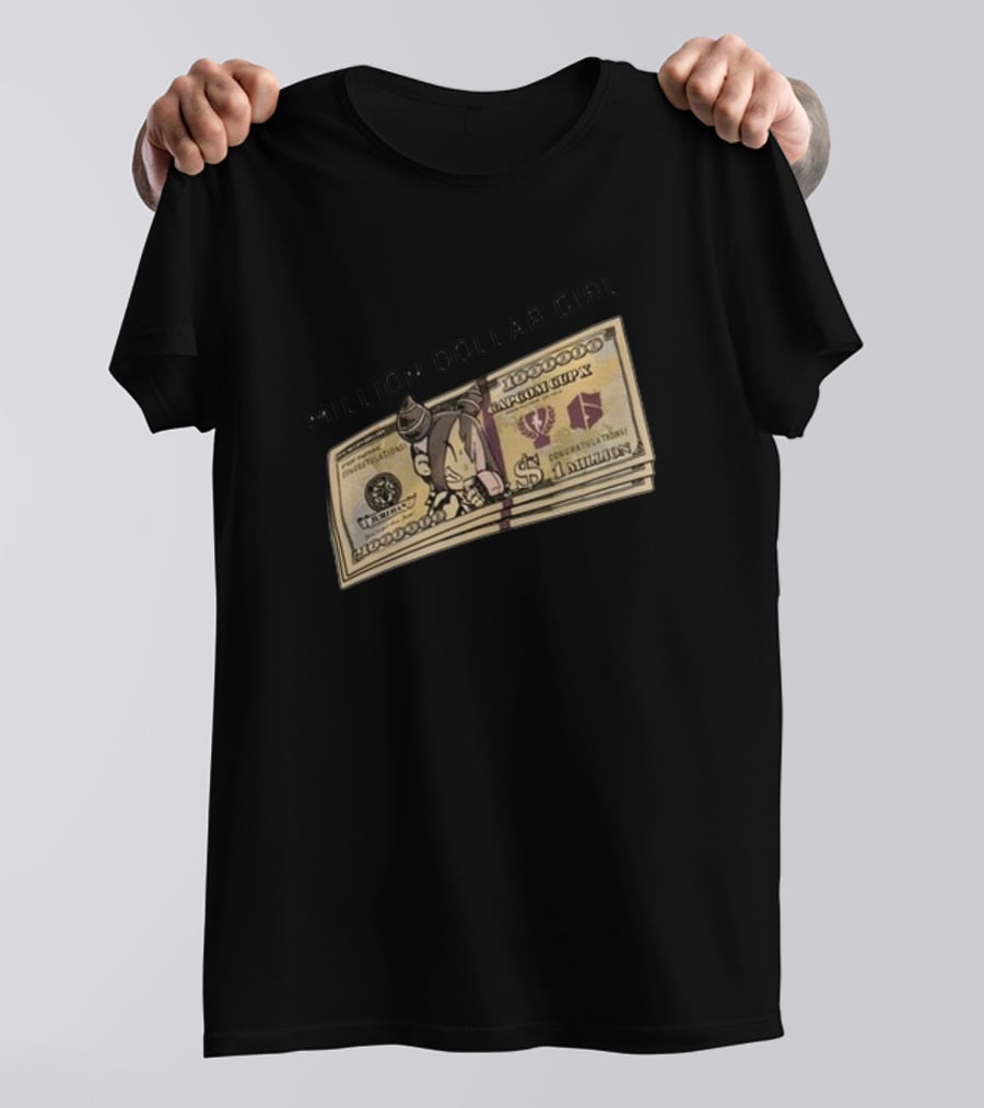 Million Dollar Girl Cartoon Stack Of Cash Capitalism Vulture Currency T-Shirt
