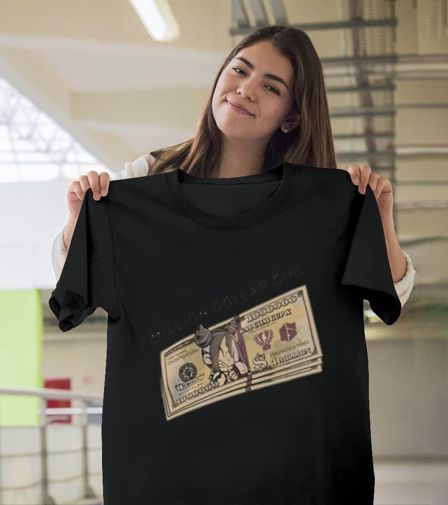 Million Dollar Girl Cartoon Stack Of Cash Capitalism Vulture Currency T-Shirt