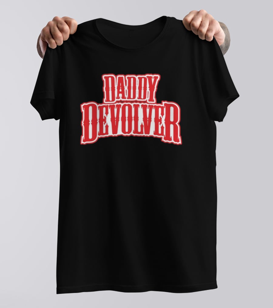 Daddy Devolver Red Western Typography T-Shirt