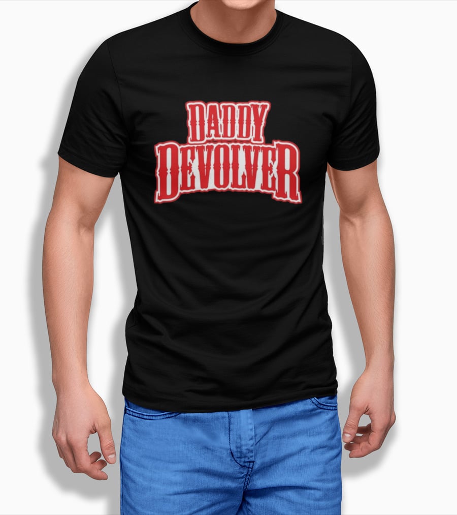 Daddy Devolver Red Western Typography T-Shirt