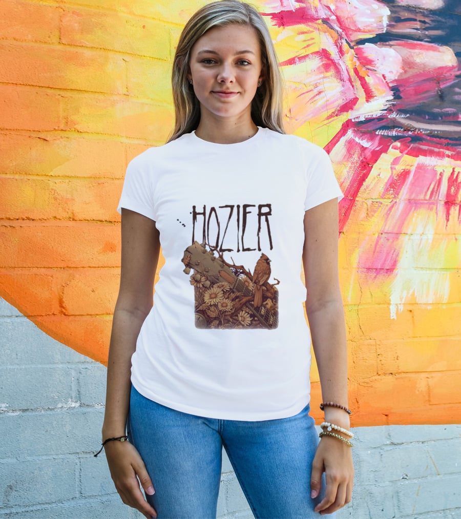 Hozier Jacksonville May 7 Show Guitar And Floral Bird T-Shirt