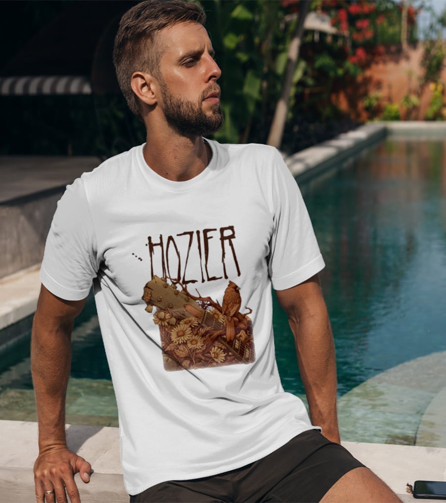 Hozier Jacksonville May 7 Show Guitar And Floral Bird T-Shirt