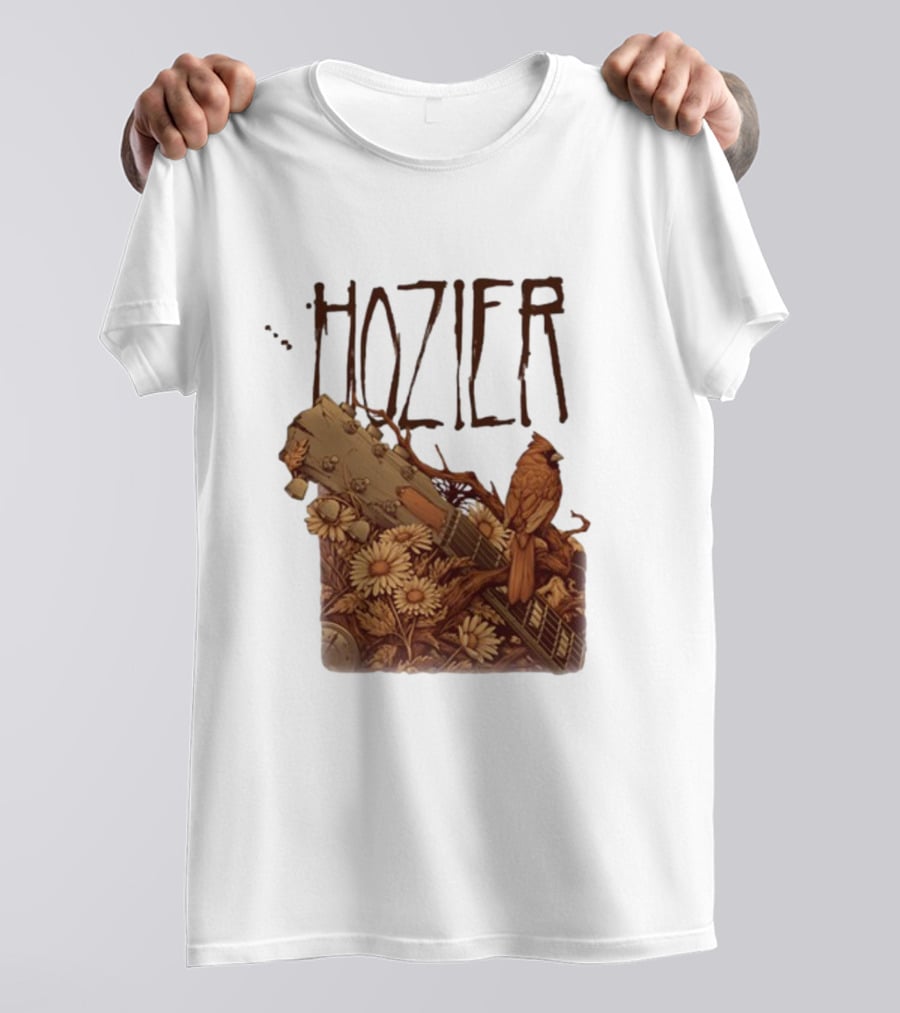 Hozier Jacksonville May 7 Show Guitar And Floral Bird T-Shirt
