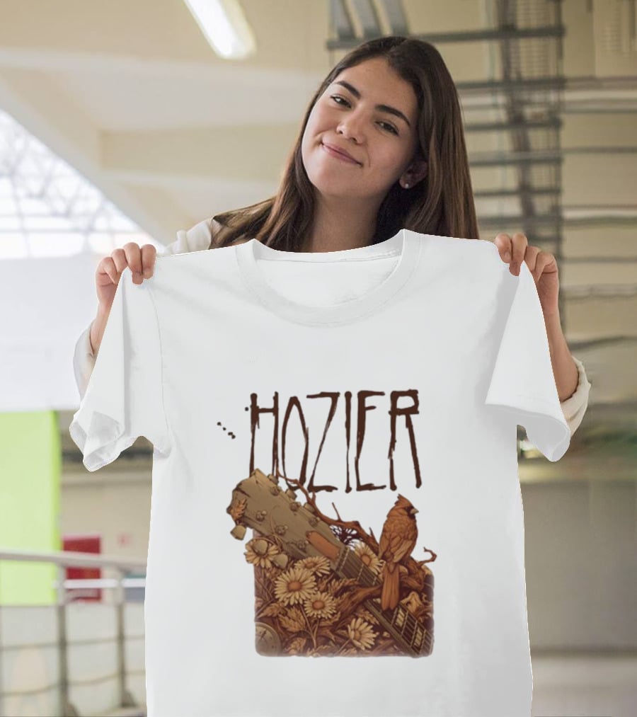 Hozier Jacksonville May 7 Show Guitar And Floral Bird T-Shirt