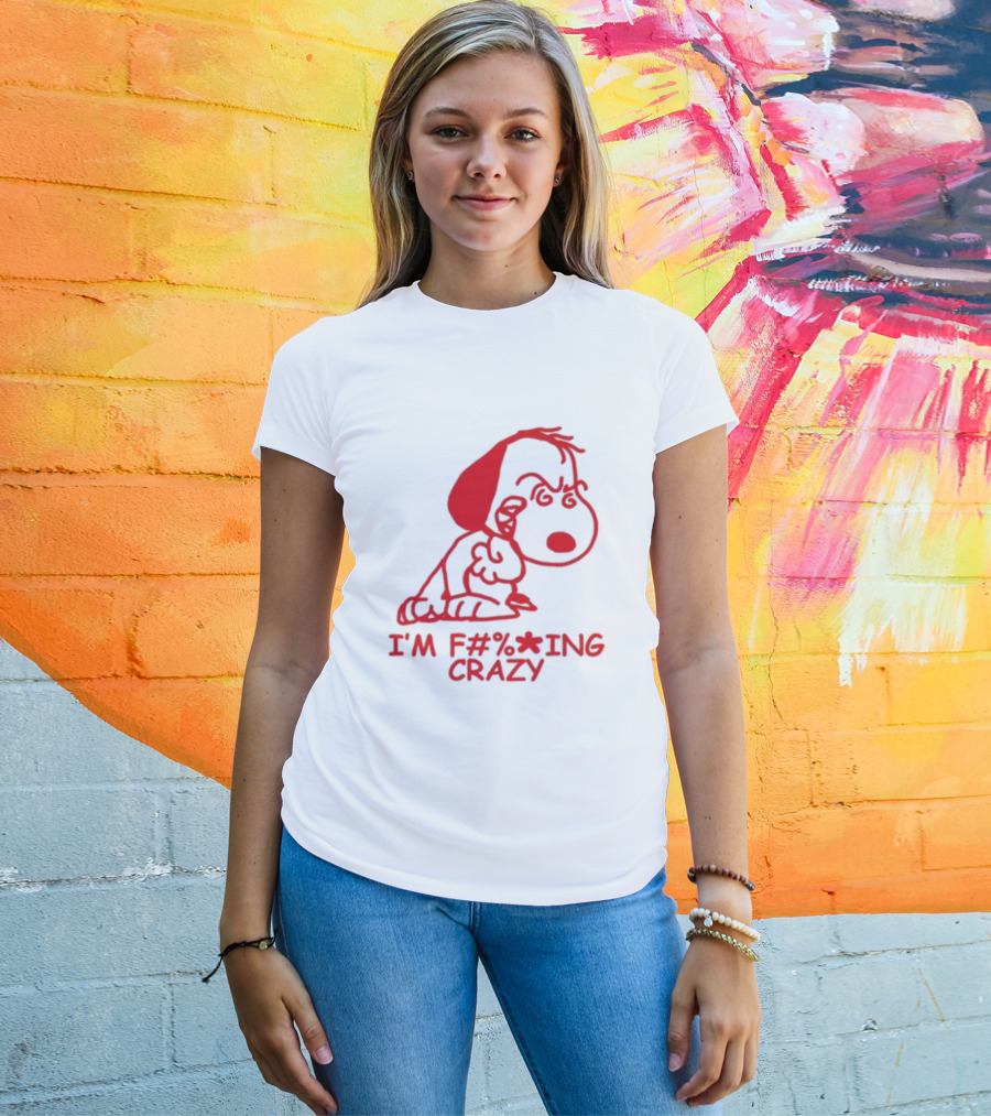I'm F#%*ing Crazy Red Cartoon Character With Angry Expression T-Shirt