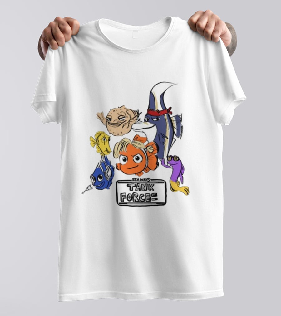Sea Wars Tank Force Cartoon Fish Characters T-Shirt