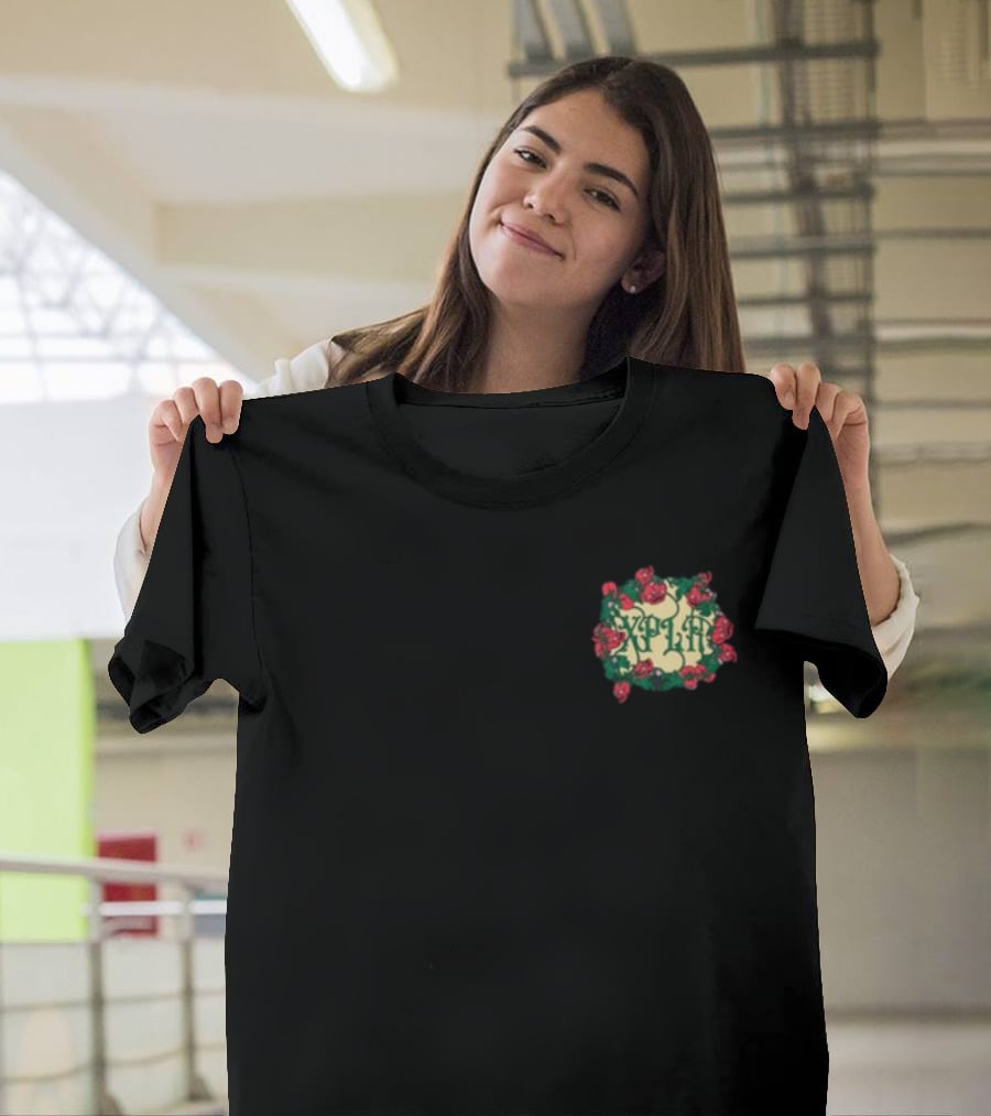 XPLR Floral Skull Wreath Roses T-Shirt