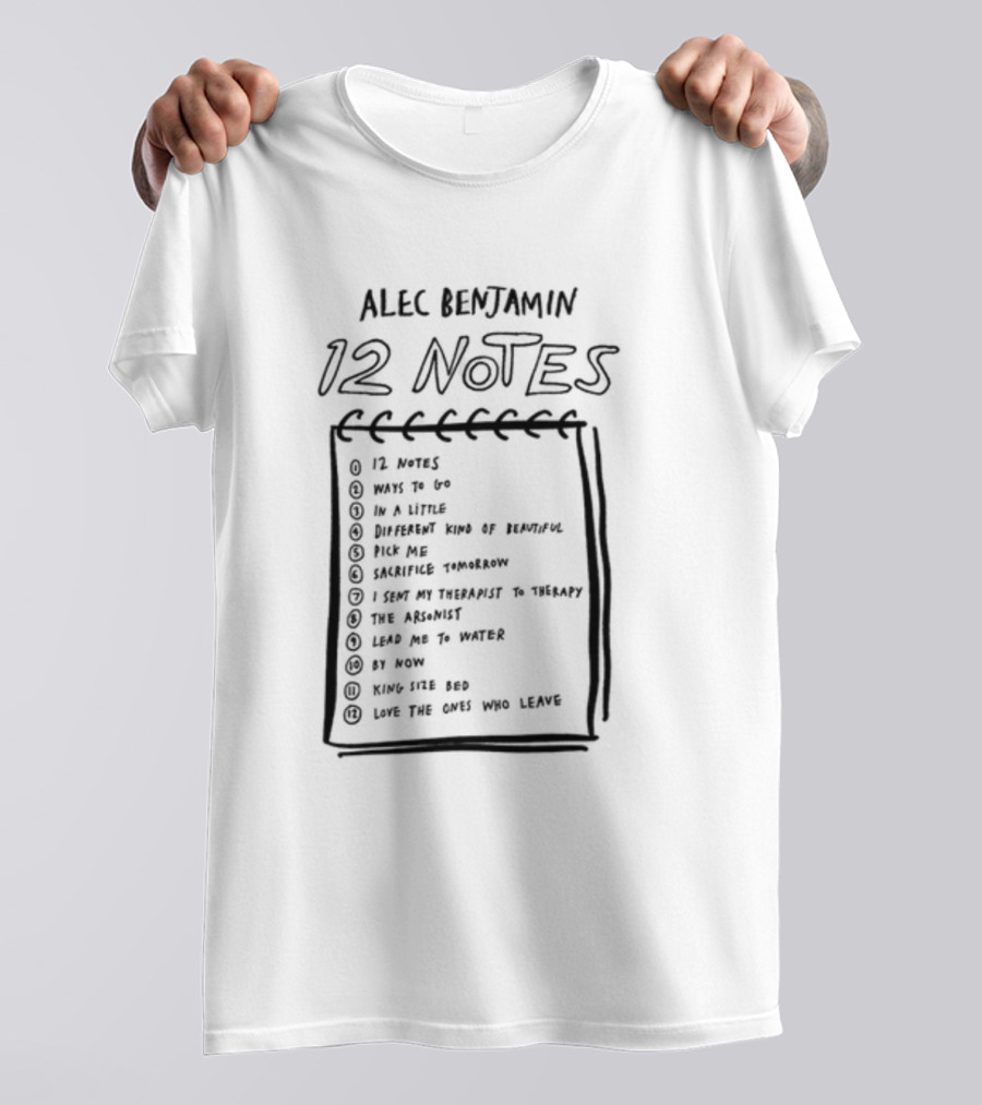 Alec Benjamin 12 Notes Album Tracklist Songs T-Shirt