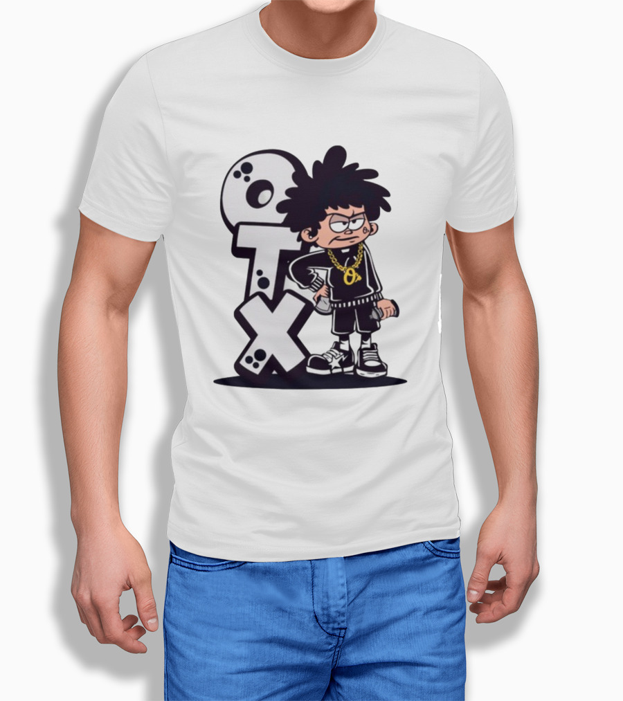 OTX Only Tha Xlcusive Cartoon Character With Chain T-Shirt