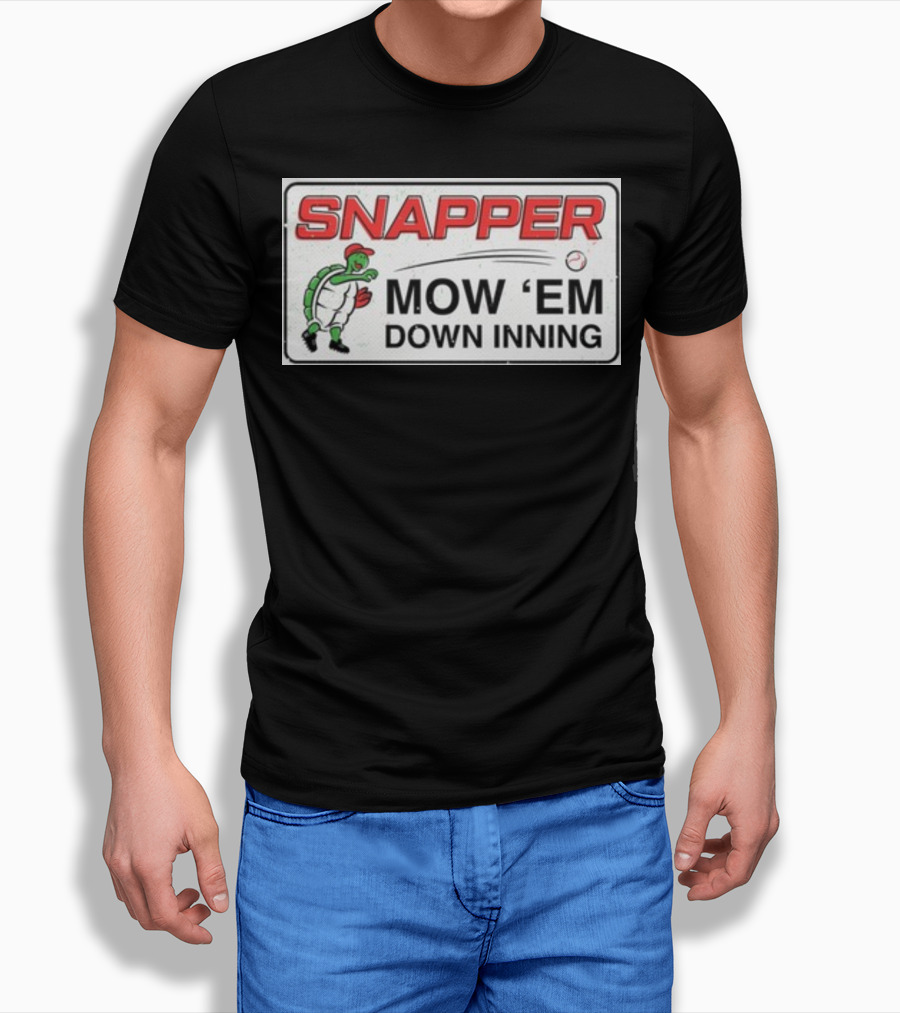 Snapper Mow 'Em Down Inning Baseball Turtle T-Shirt