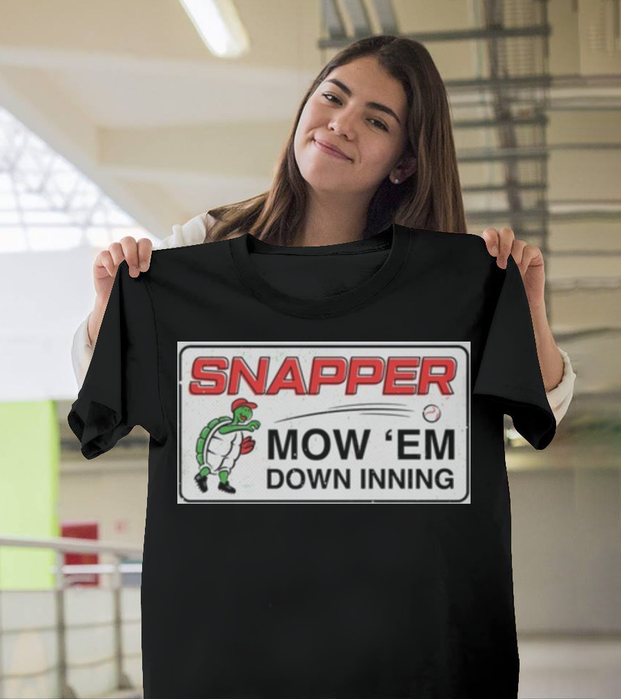 Snapper Mow 'Em Down Inning Baseball Turtle T-Shirt
