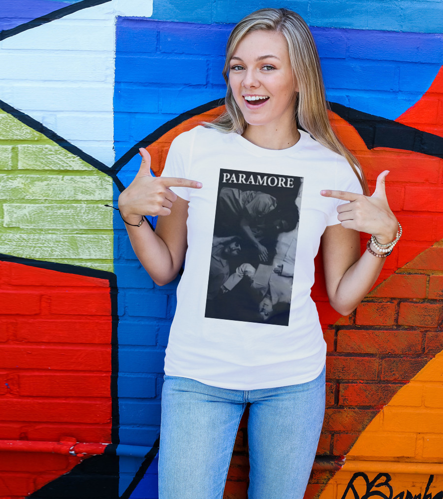 Paramore Black And White Band Photo Trio Lying Down T-Shirt