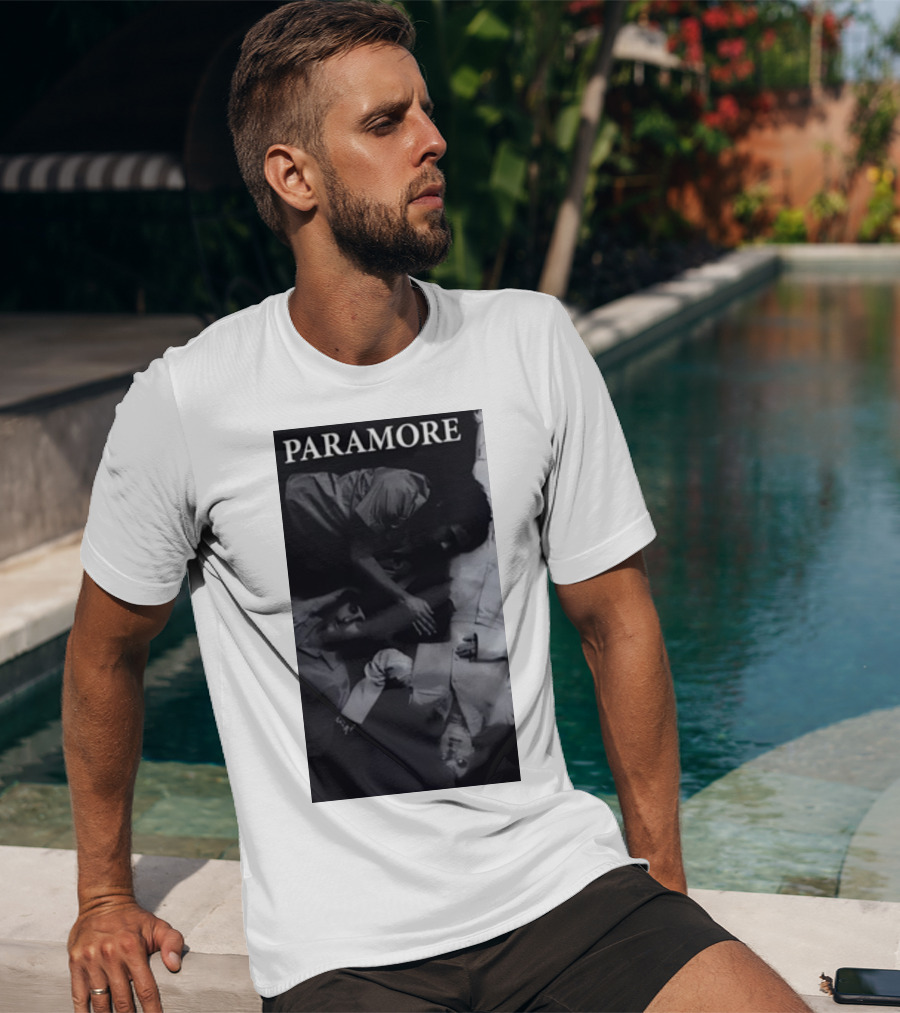 Paramore Black And White Band Photo Trio Lying Down T-Shirt