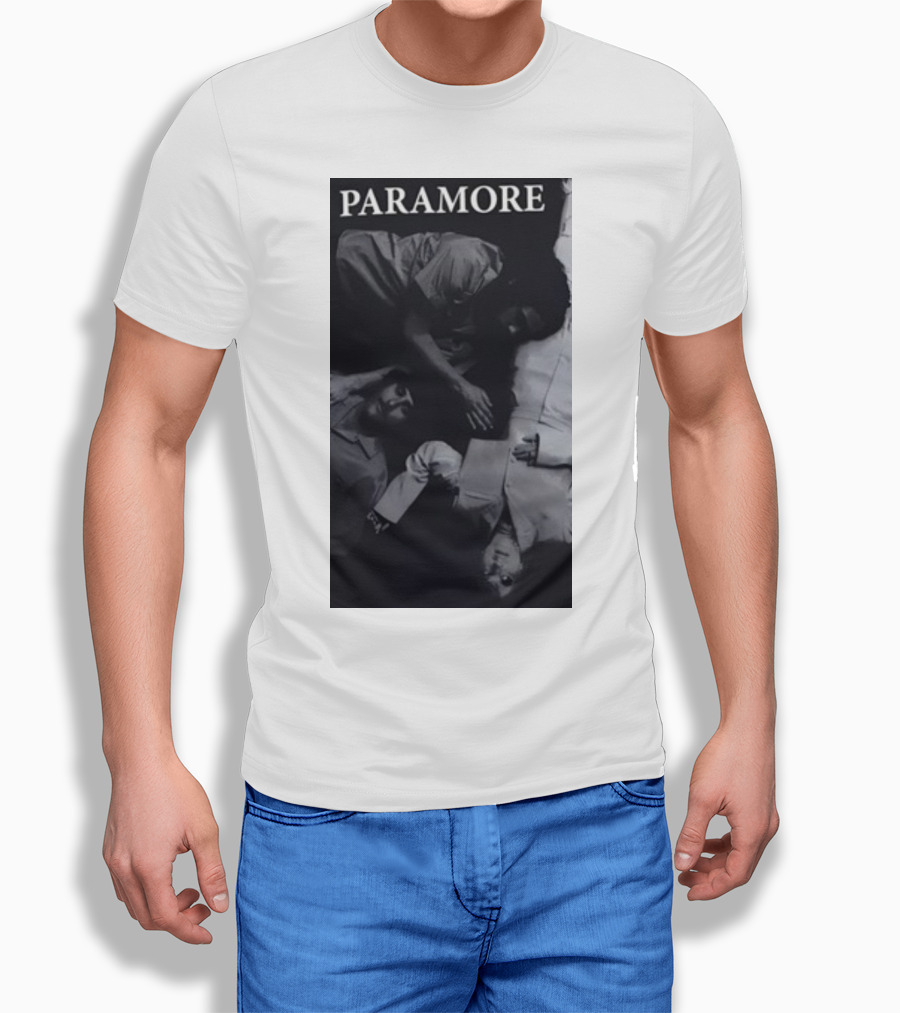Paramore Black And White Band Photo Trio Lying Down T-Shirt
