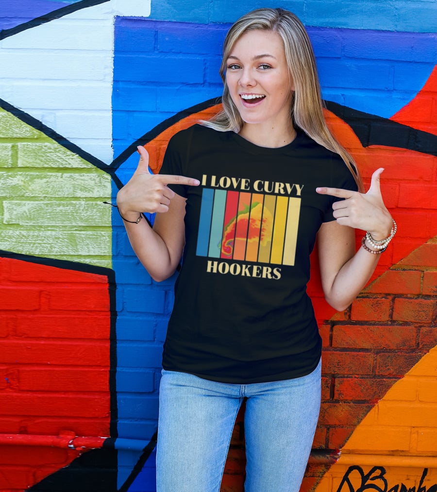 I Love Curvy Hookers Multicolored Abstract Stripes T-Shirt