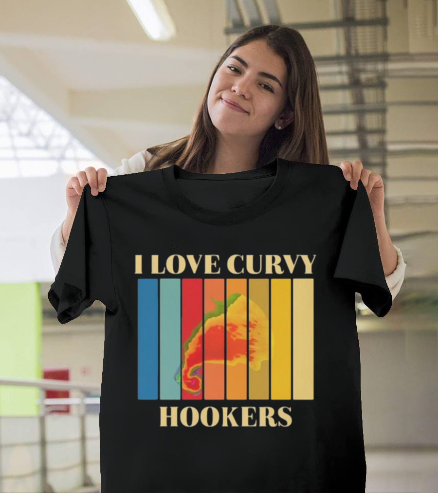 I Love Curvy Hookers Multicolored Abstract Stripes T-Shirt