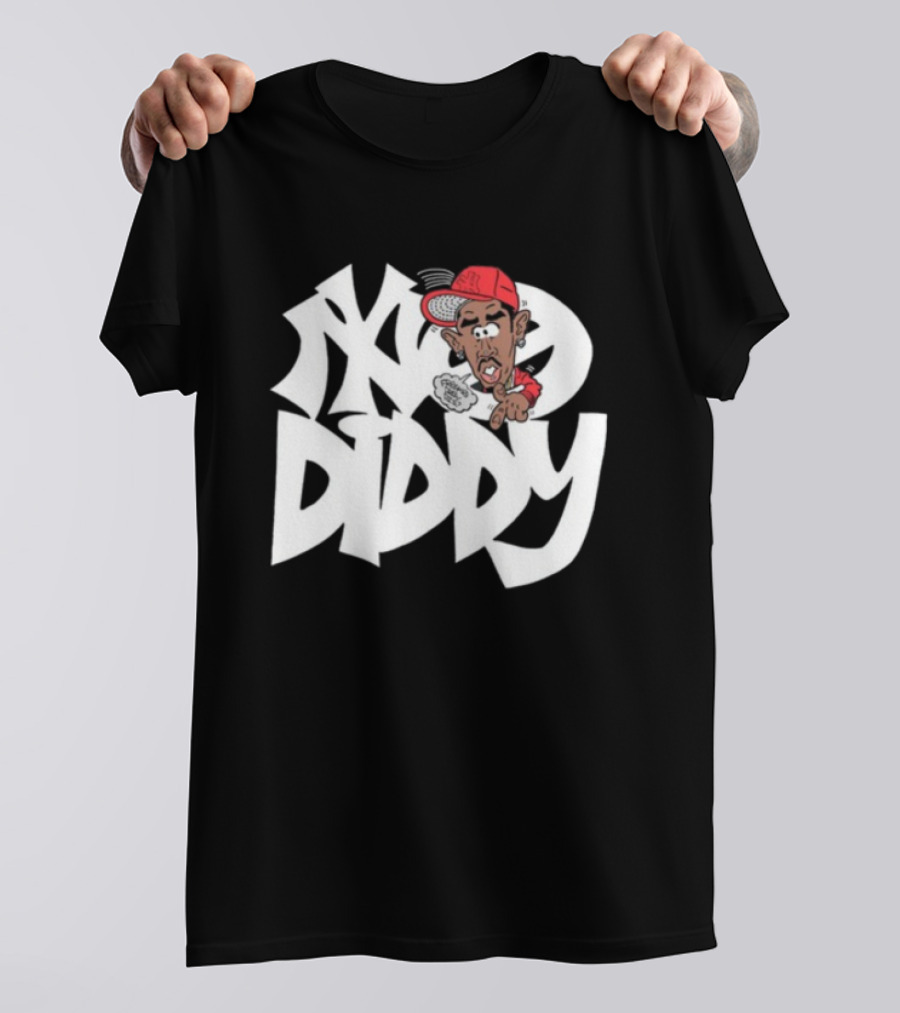 Bad Boy Red Cap Diddy With Graffiti Style Text And Cartoon Character T-Shirt