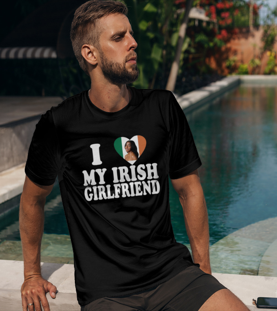 Luketaylorr I Love My Irish Girlfriend Irish Flag Heart Ayo Edebiri T-Shirt