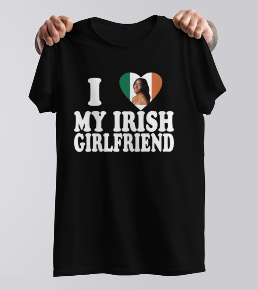 Luketaylorr I Love My Irish Girlfriend Irish Flag Heart Ayo Edebiri T-Shirt
