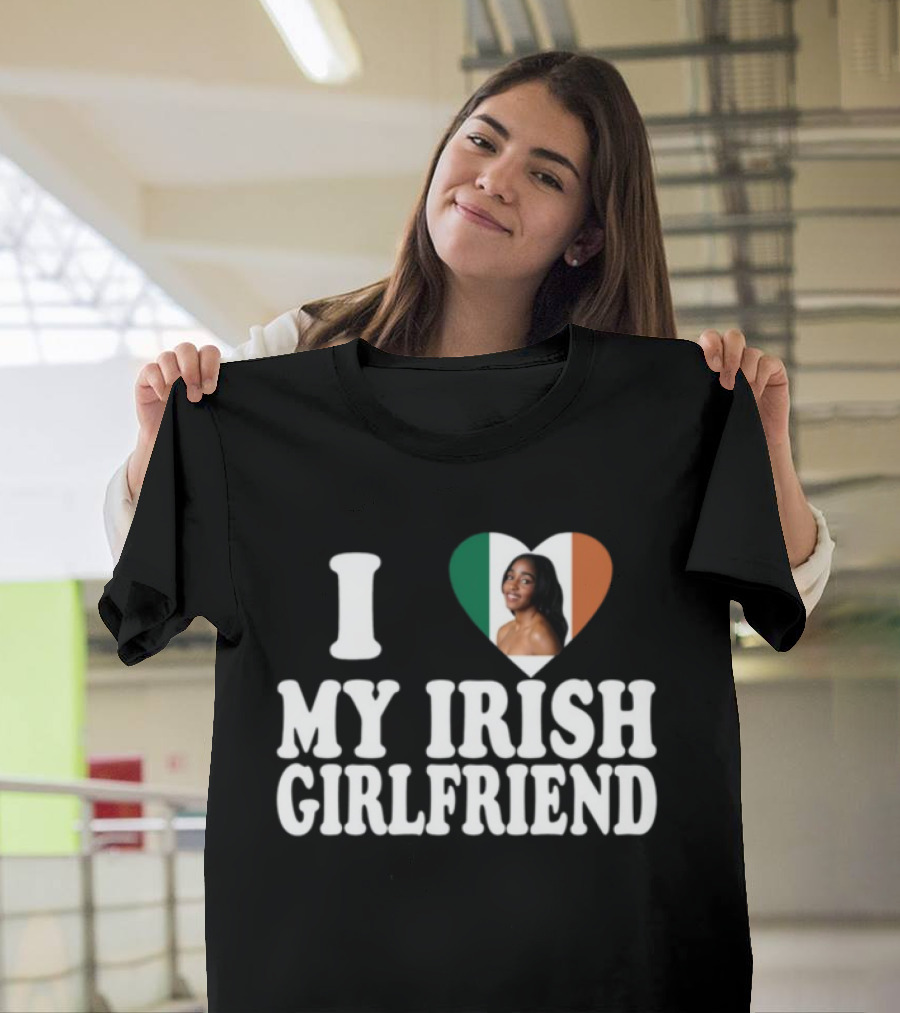 Luketaylorr I Love My Irish Girlfriend Irish Flag Heart Ayo Edebiri T-Shirt