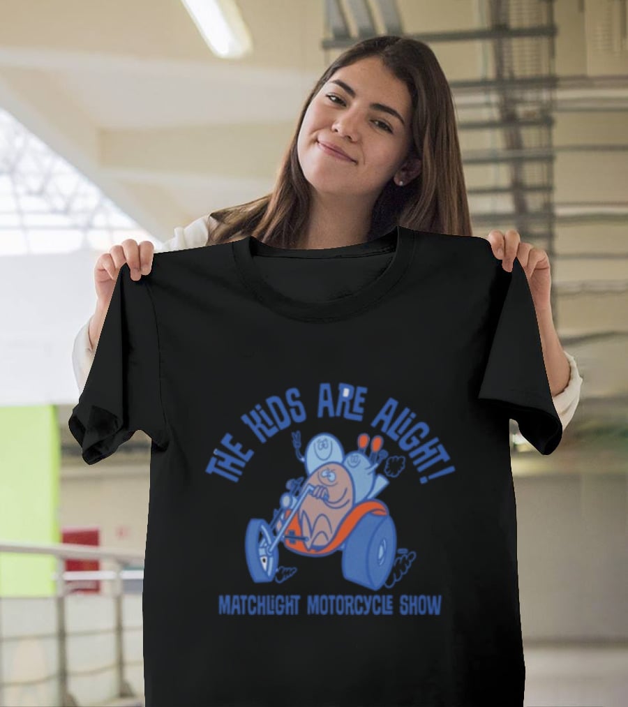The Kids Are Alright Fartco Matchlight Motorcycle Show Cartoon Characters Riding Tricycle T-Shirt