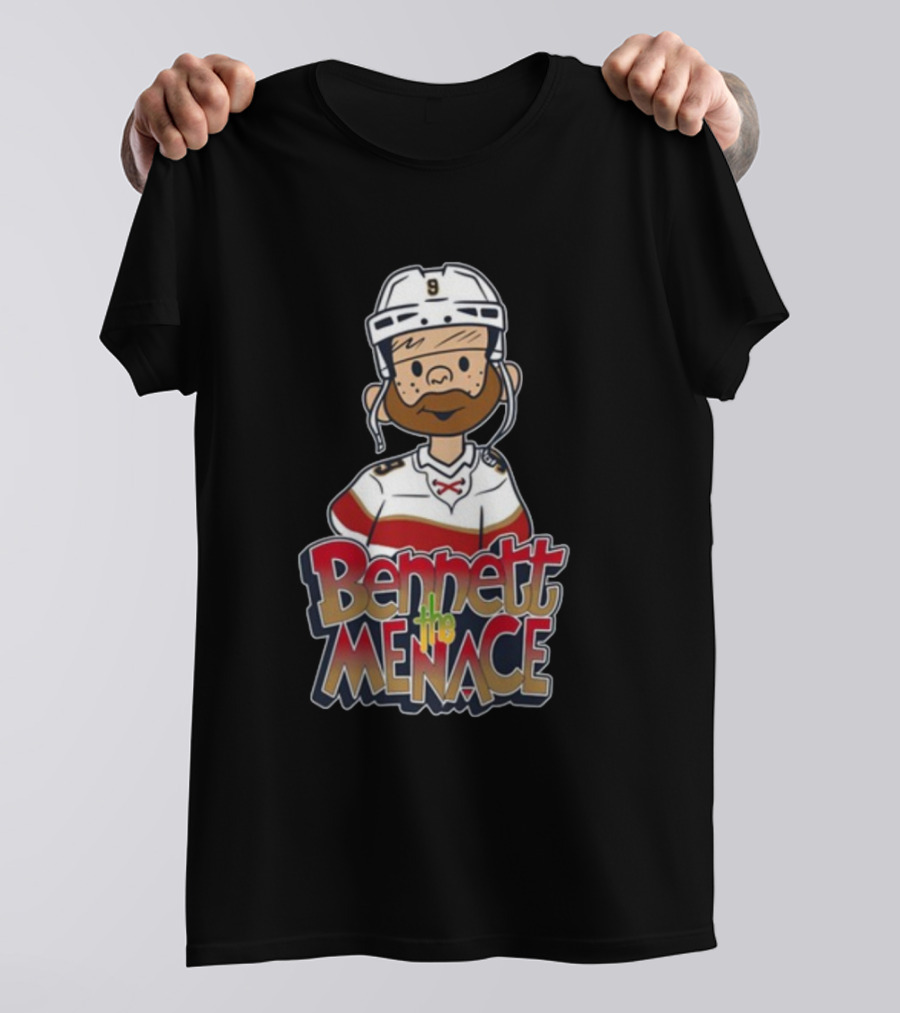 Bennett The Menace Illustrated Hockey Player Character T-Shirt