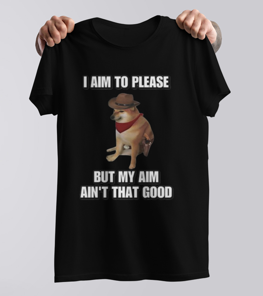 Cringeytees I Aim To Please But My Aim Ain't That Good Dog Cowboy Hat Bandana T-Shirt