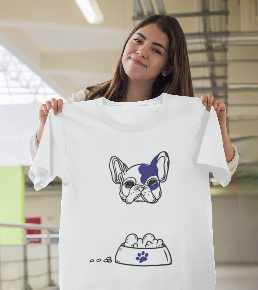 Dog Don't Play With My Food French Bulldog And Paw Print Bowl T-Shirt