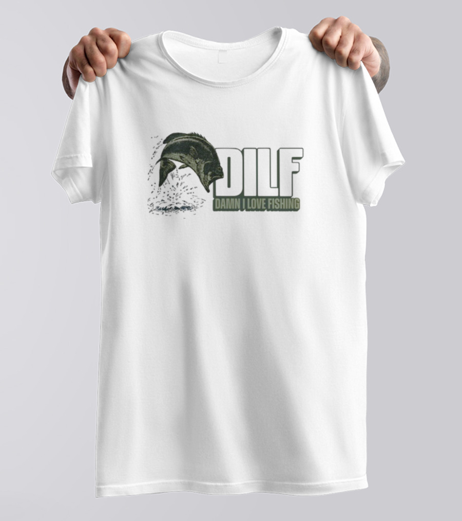 Middleclassfancy Dilf Damn I Love Fishing Jumping Fish T-Shirt