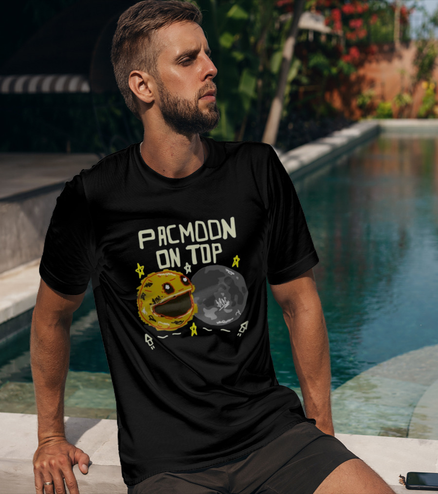 Pacmoon On Top Pacman And Moon With Stars And Arrows T-Shirt